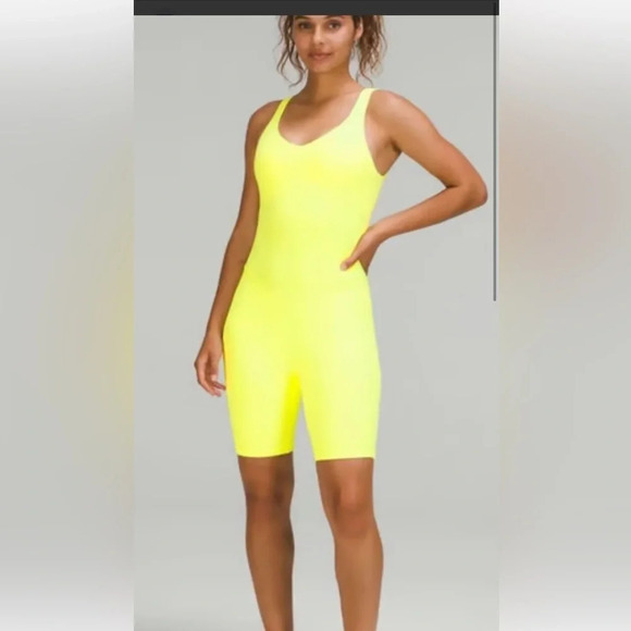 Lululemon NEW WITH TAGS Align Shorts Bodysuit 10 neon yellow athleisure yoga - Picture 1 of 5